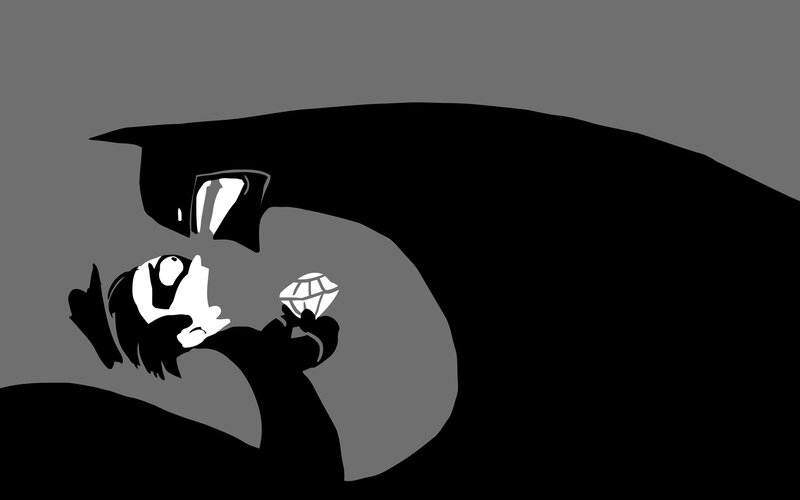Character Holding Diamond — Black