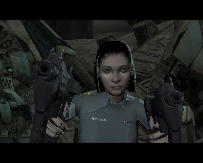 Character holding dual pistols