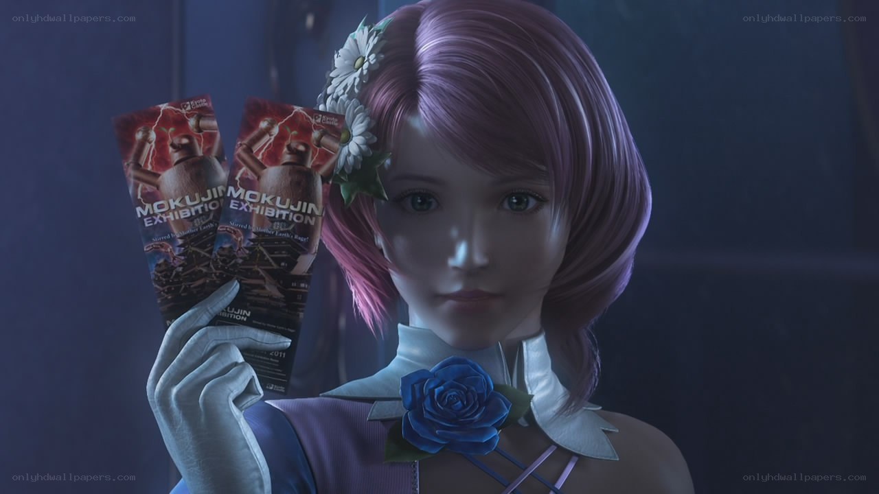 Character holding exhibition tickets