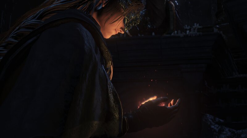 Character Holding Fire — Black, Dramatic