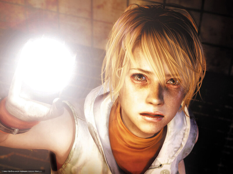 character holding flashlight