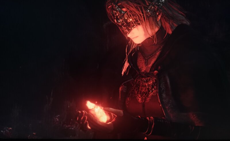 Character Holding Glowing Orb — Black