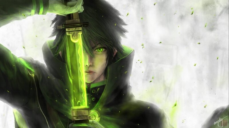 Character Holding Glowing Sword — Green