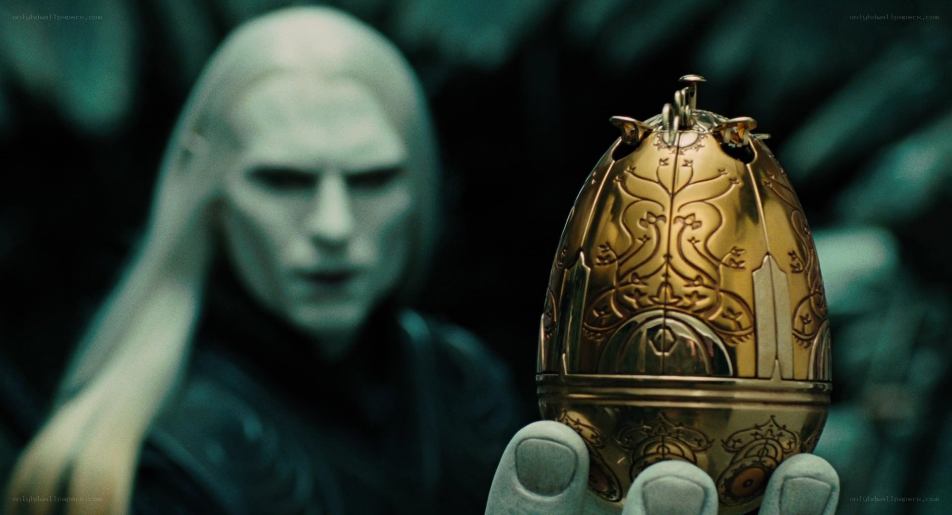 character holding golden egg
