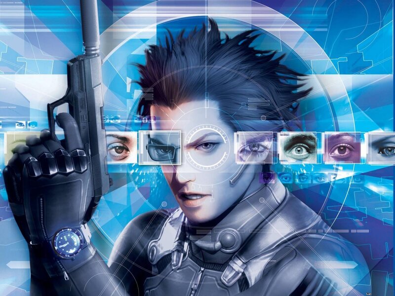 Character Holding Gun — Blue, Dramatic