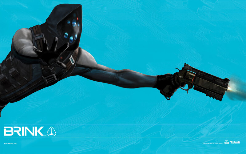 Character Holding Gun — Blue