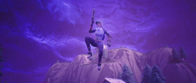 Character Holding Gun — Purple