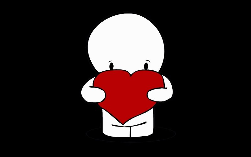 character holding red heart