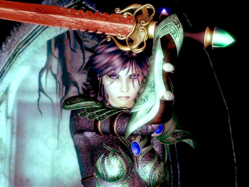 Character Holding Sword — Green