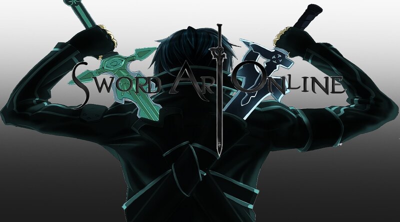 Character Holding Swords — Black, Dramatic