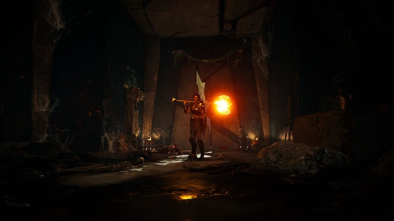 Character Holding Torch — Black, Dark, Dramatic