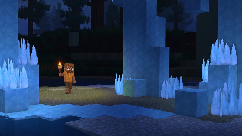 Character Holding Torch — Blue, Dark, Mysterious