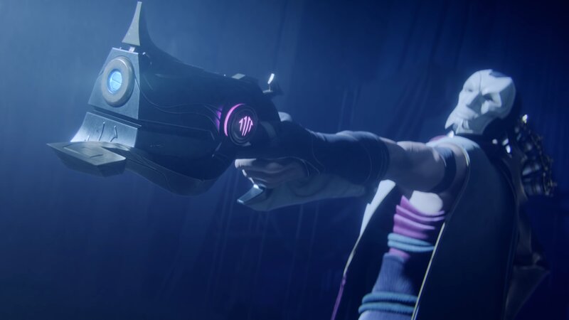 Character Holding Weapon — Blue, Dramatic, Night, 3d Render