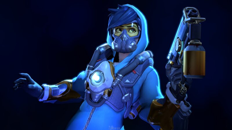 Character Holding Weapon — Blue