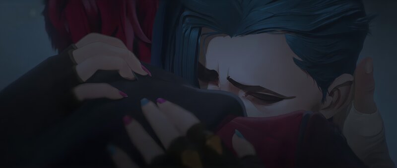 Character Hugging Another — Black