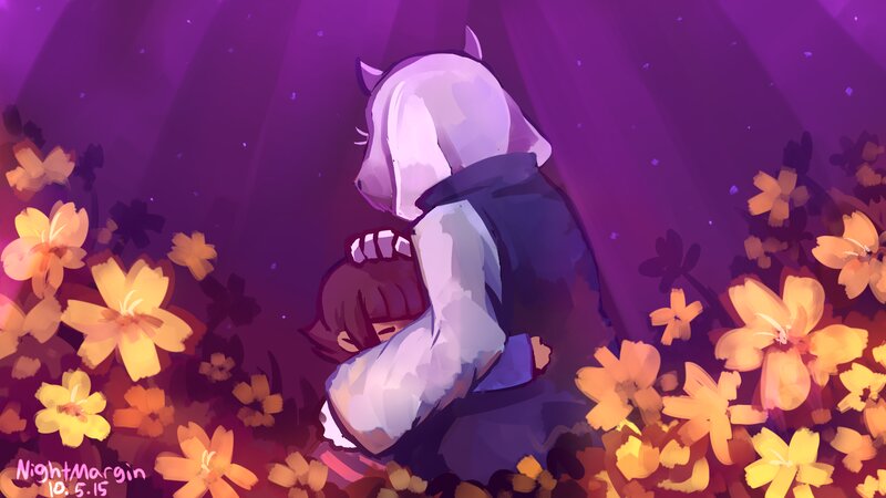 Character Hugging Another — Purple