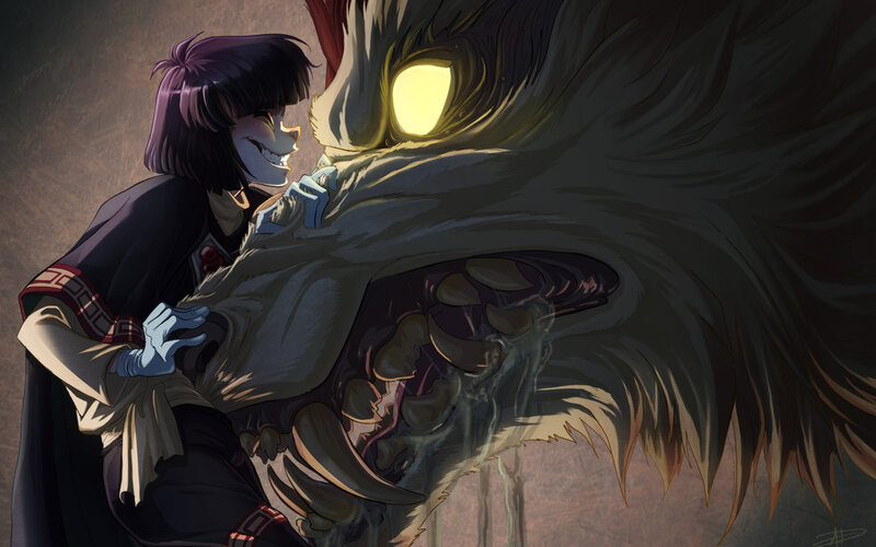 Character Hugging Monster — Black