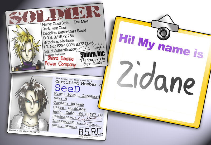 character ID cards from video games