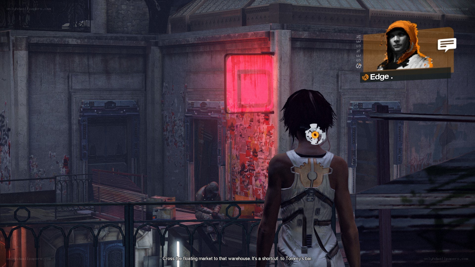Character in a cyberpunk city