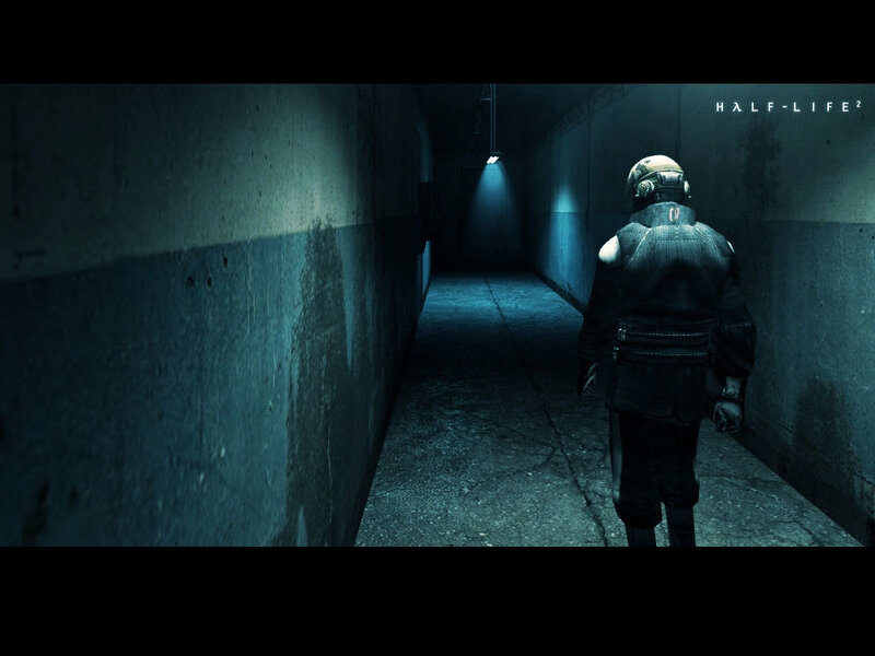 Character in a dark corridor