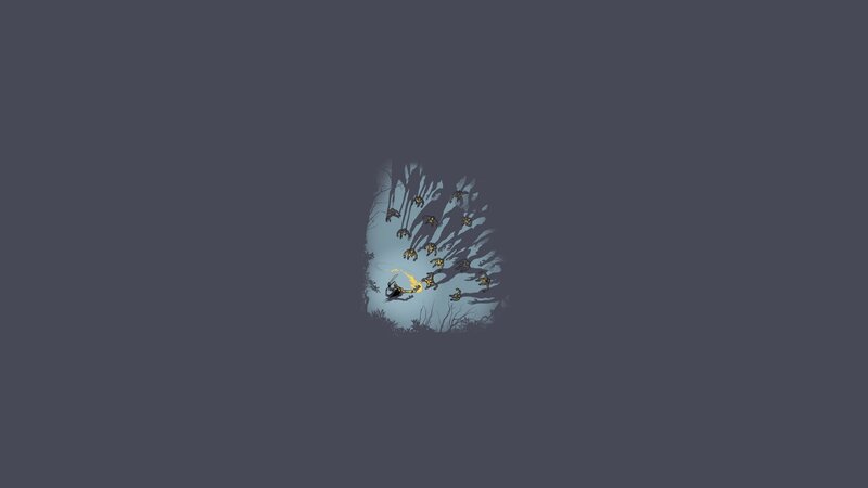 Character in a dark forest
