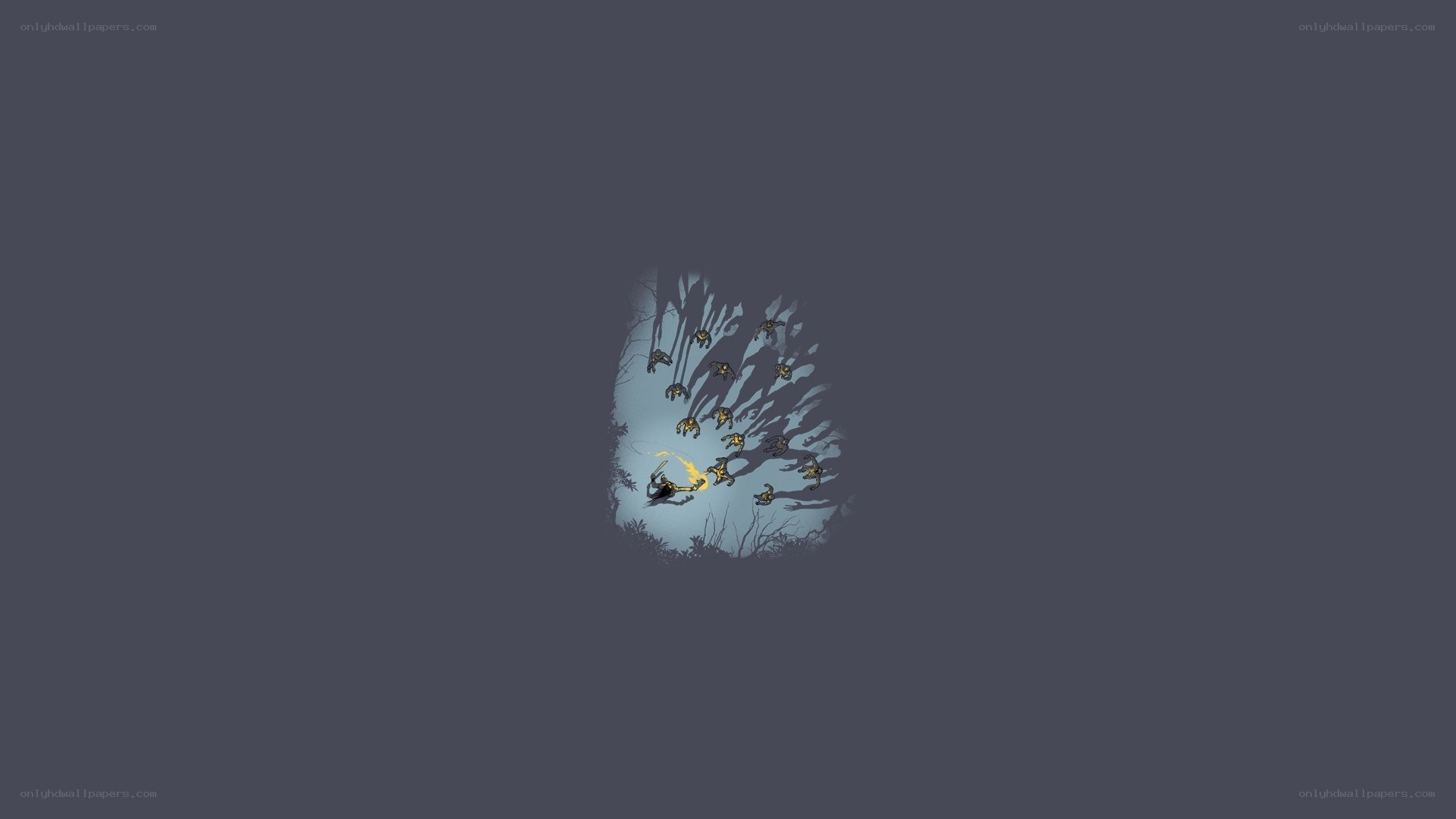 Character in a dark forest