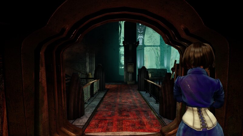 character in a dim hallway