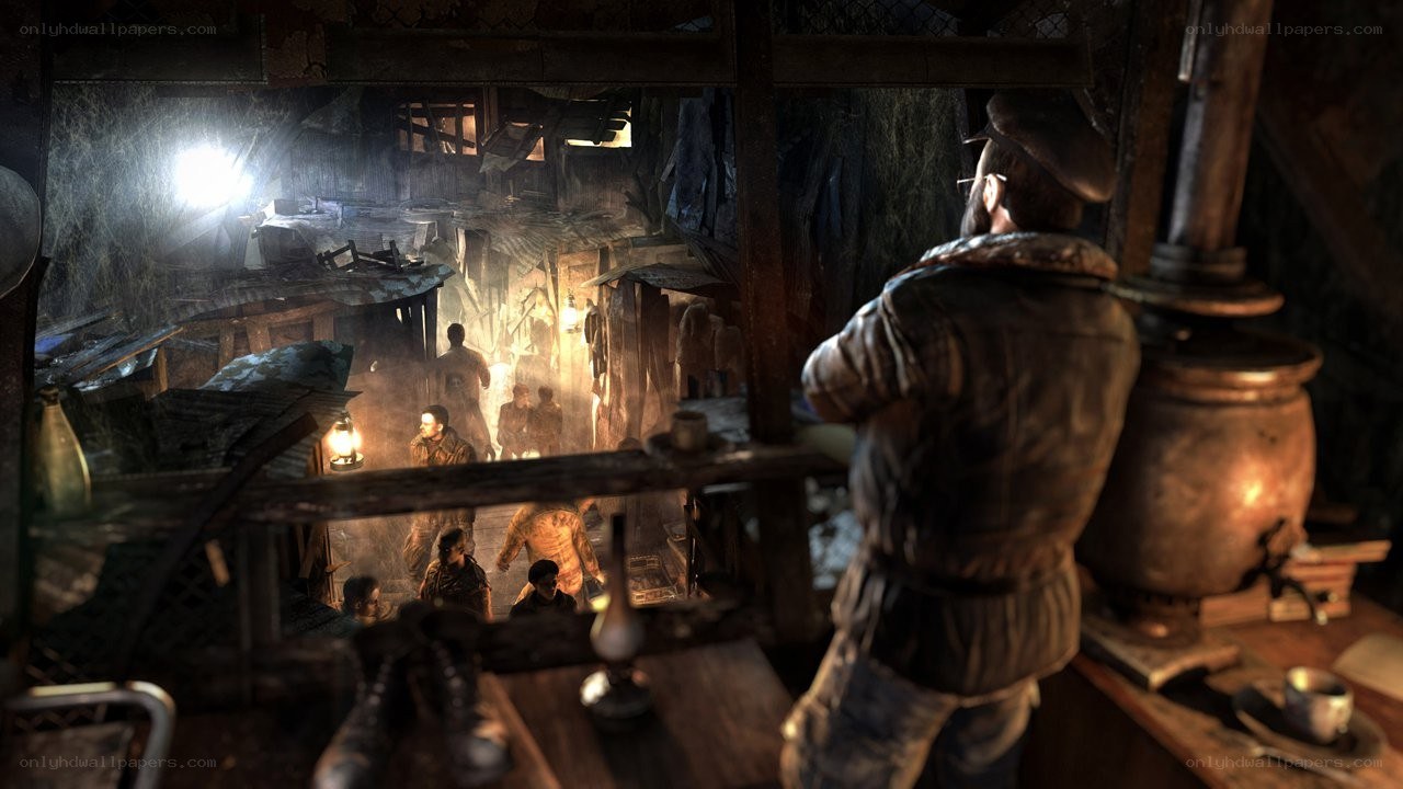 Character in a dimly lit room