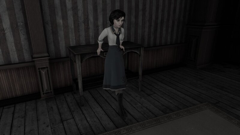 character in a dimly lit room