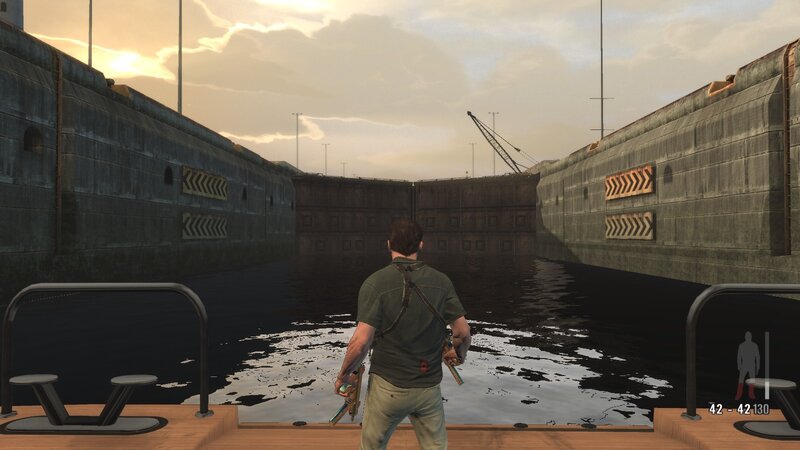 character in a dock scene
