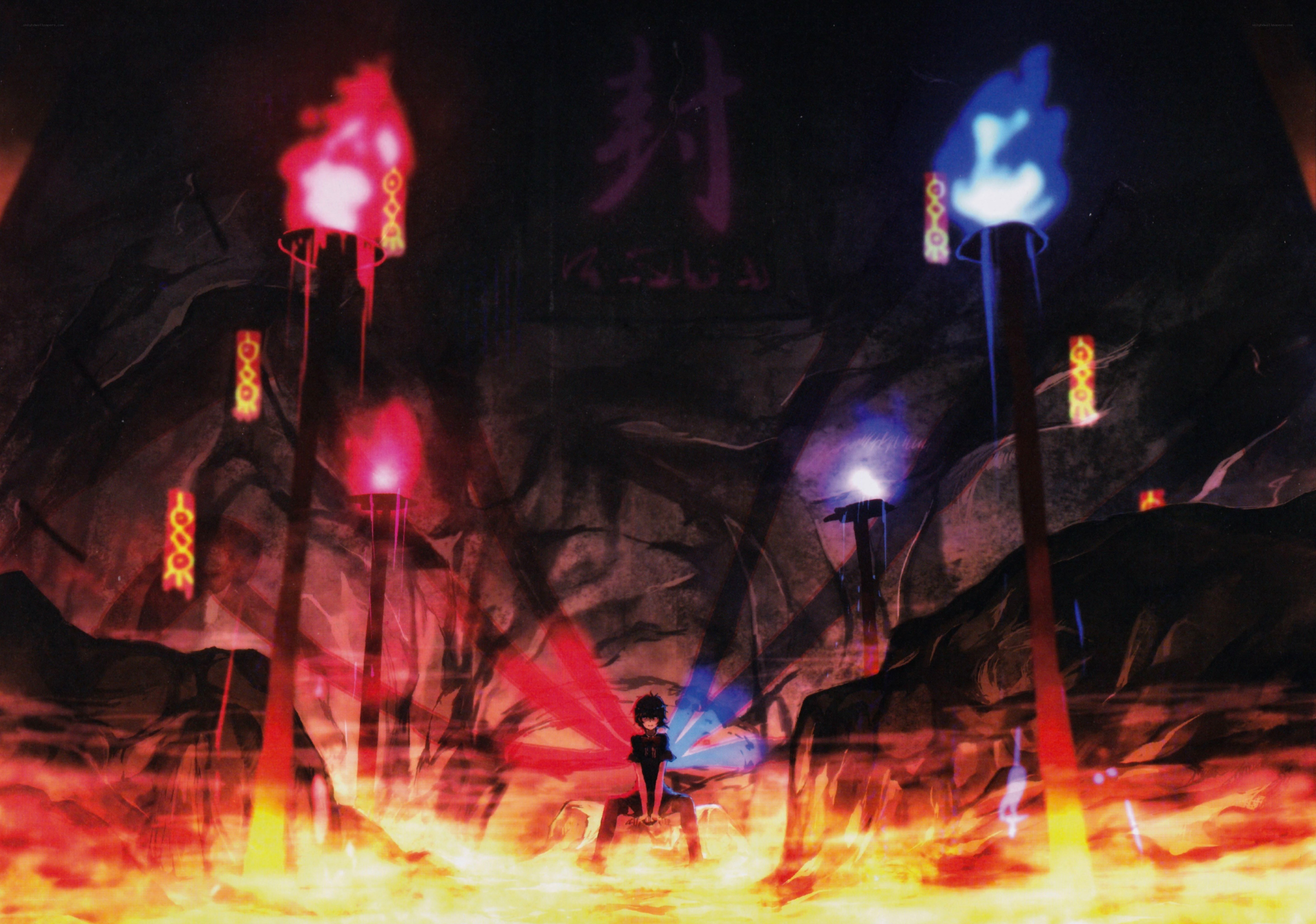 Character in a fiery cave