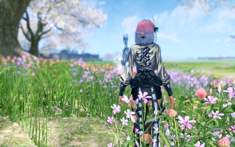 Character in a Flower Field