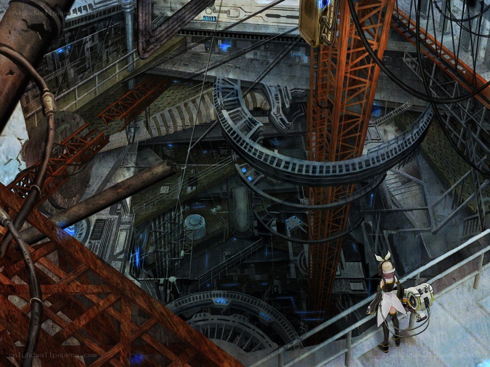 Character in a futuristic industrial complex