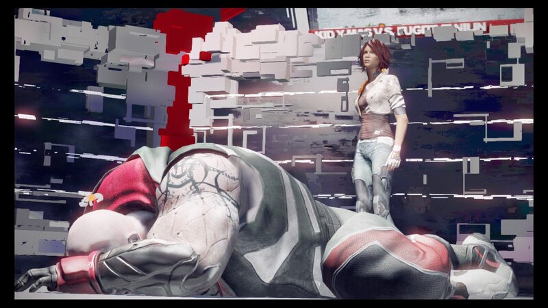 Character in a glitched environment