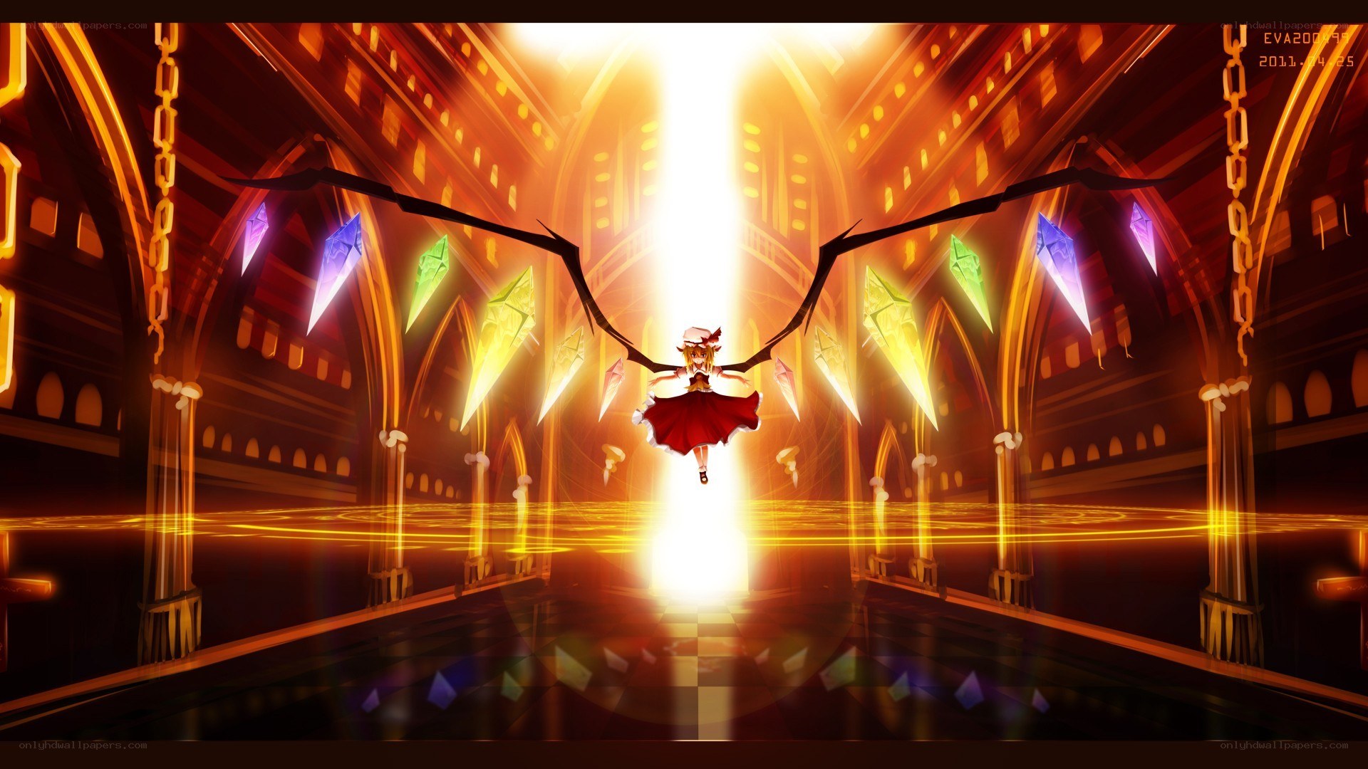 character in a grand hall