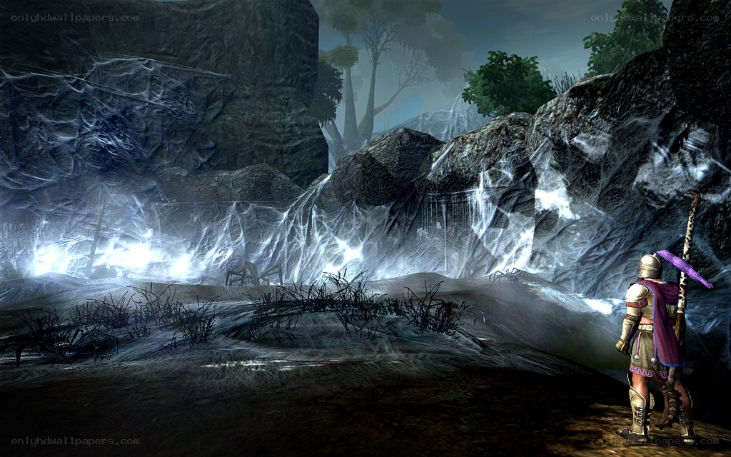 Character in a misty cave