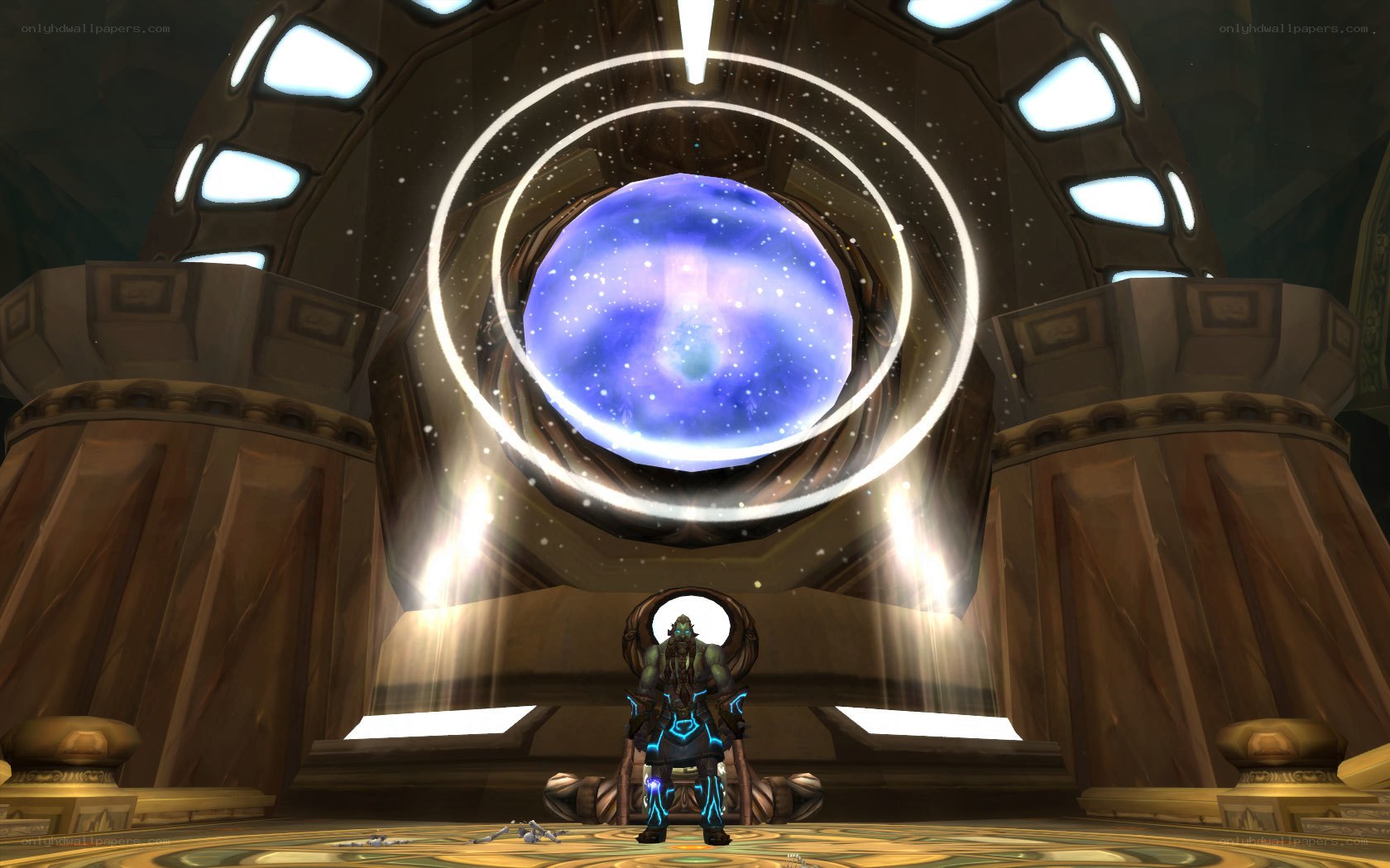 character in a mystical chamber