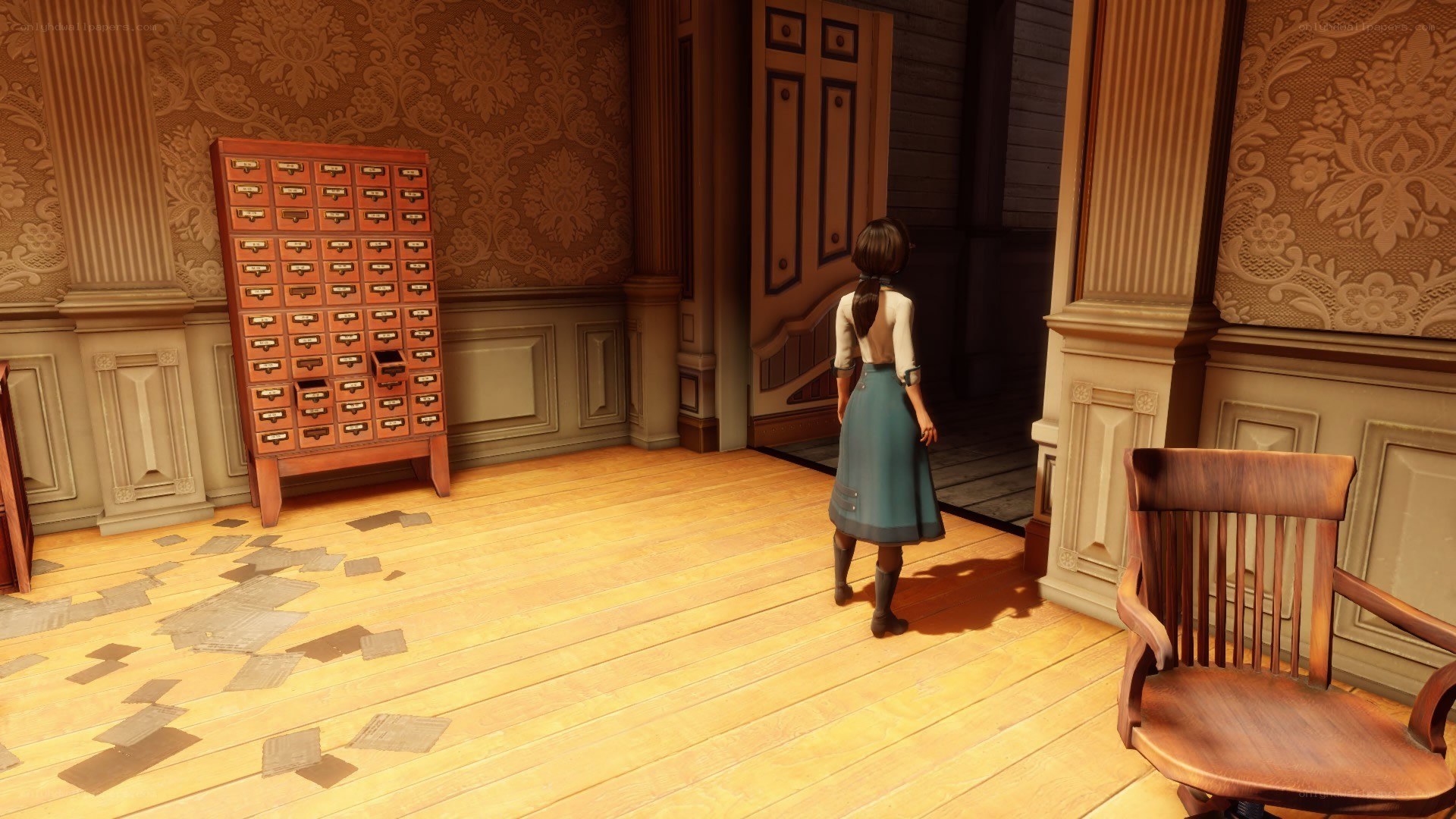 character in a vintage room