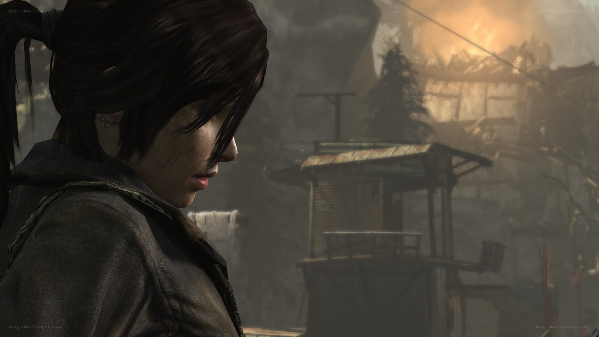 character in a war-torn village