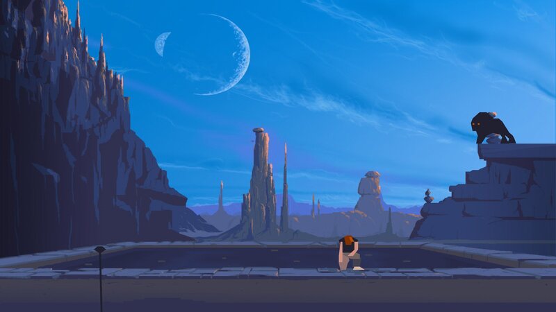 Character in Alien Landscape — Blue