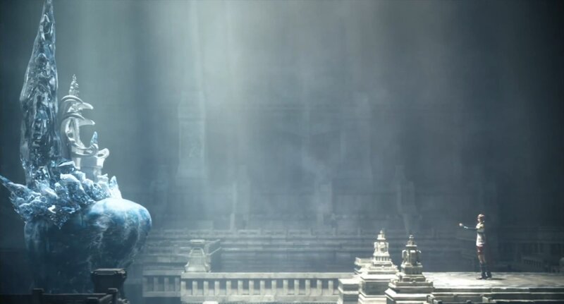 Character in Ancient Ruin — Gray, Dramatic