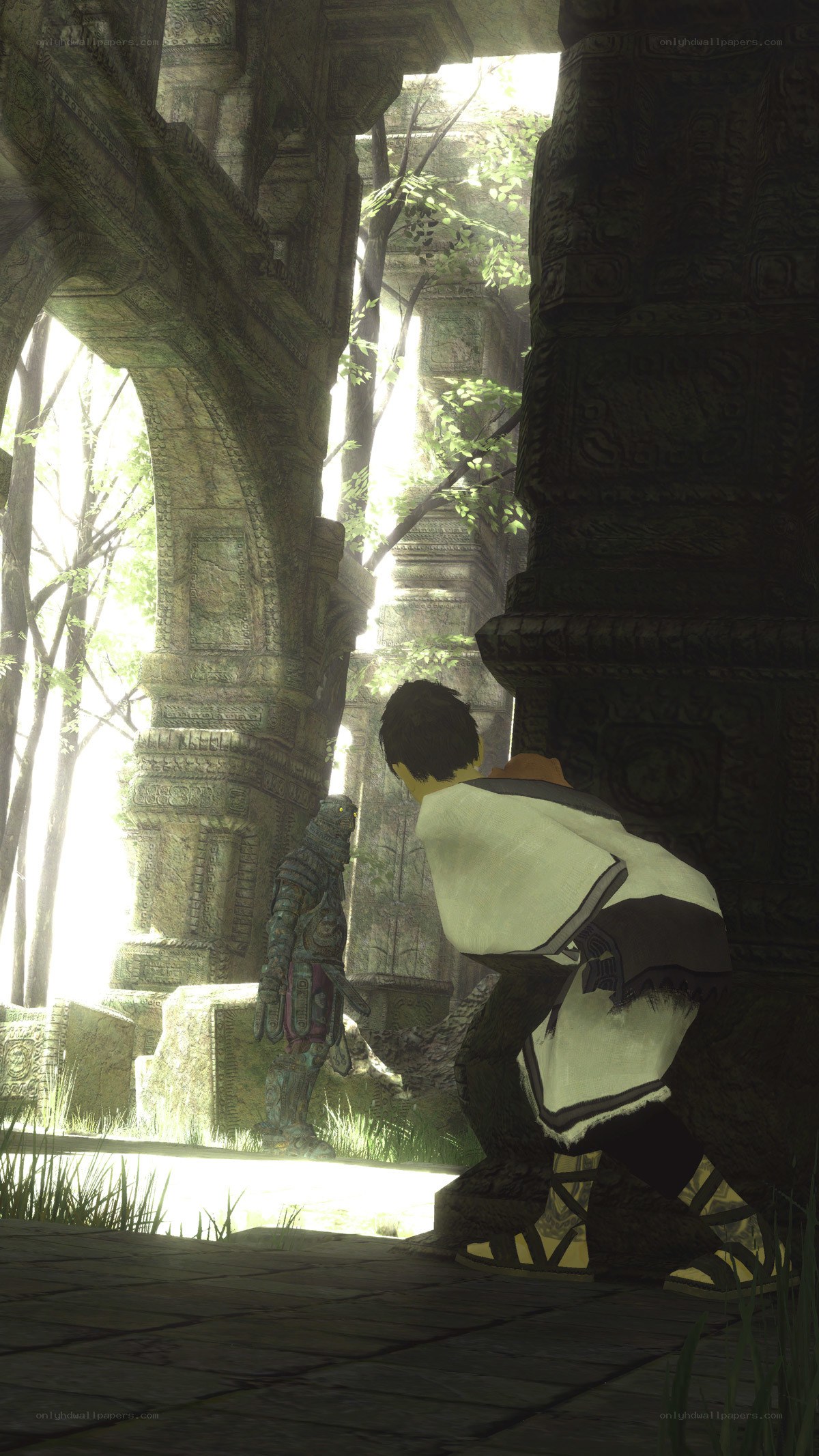 Character in ancient ruins