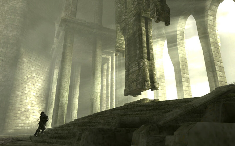 Character in Ancient Ruins — Gray, Dramatic