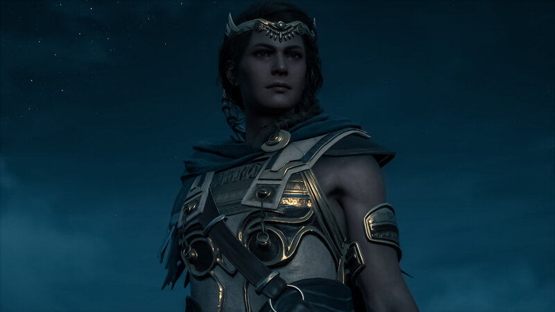 Character in Armor — Blue, Dramatic, Night