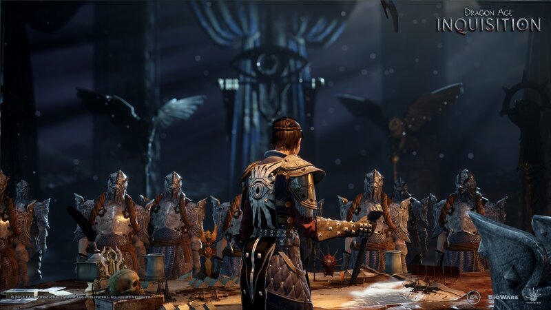 Character in Armor Facing Soldiers