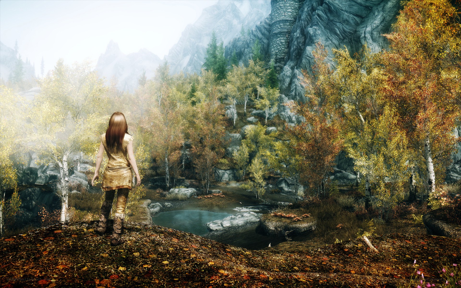 character in autumn forest