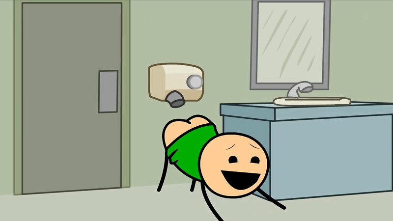 character in bathroom