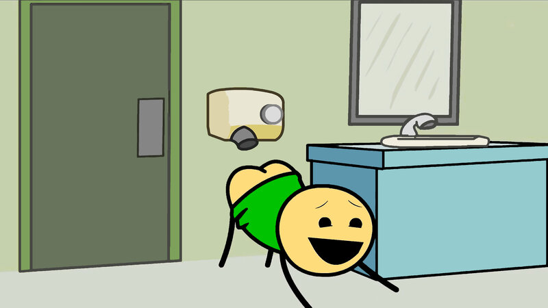 character in bathroom