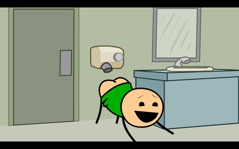 character in bathroom