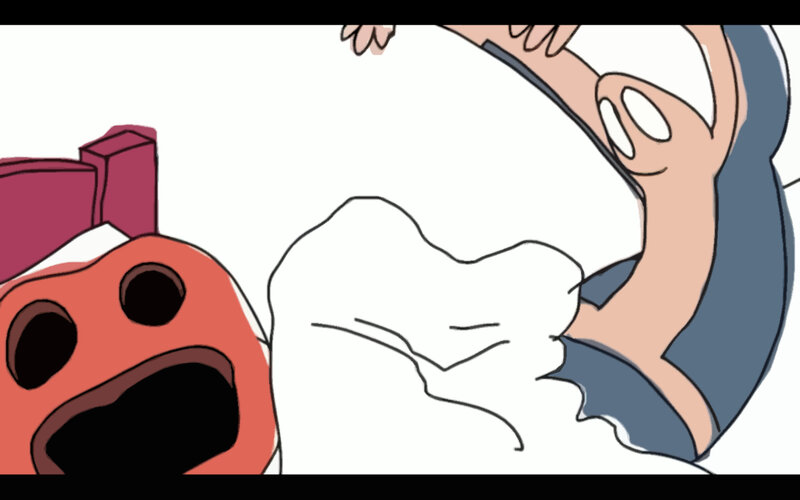character in bed scene
